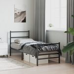 Casa si Gradina - Mobilier - Paturi si accesorii - Paturi - Cadru pat metalic cu tablii de cap/picioare  negru, 80x200 cm - Infinity.ro