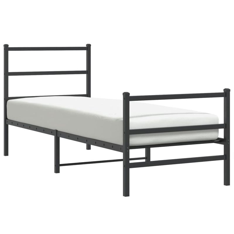 Casa si Gradina - Mobilier - Paturi si accesorii - Paturi - Cadru pat metalic cu tablii de cap/picioare  negru, 80x200 cm - Infinity.ro