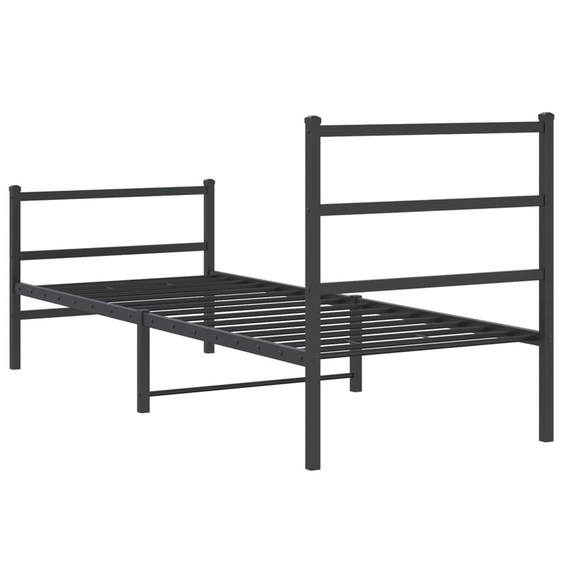 Casa si Gradina - Mobilier - Paturi si accesorii - Paturi - Cadru pat metalic cu tablii de cap/picioare  negru, 80x200 cm - Infinity.ro