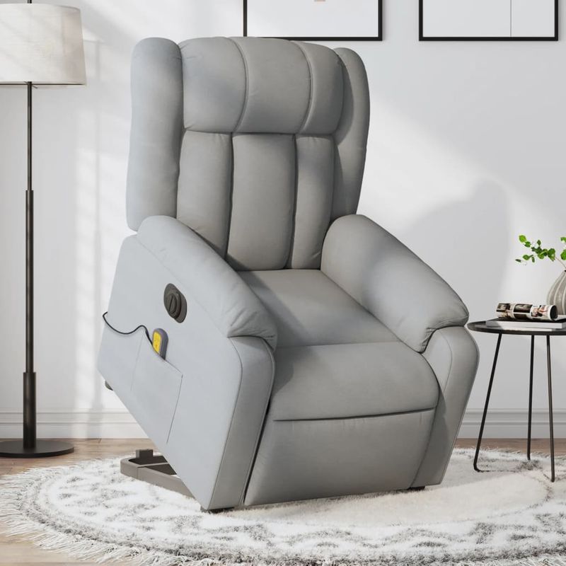 Ingrijire personala si Cosmetice - Sanatate si wellness - Articole wellness - Fotolii de masaj - Fotoliu electric masaj rabatabil cu ridicare, gri inchis textil - Infinity.ro