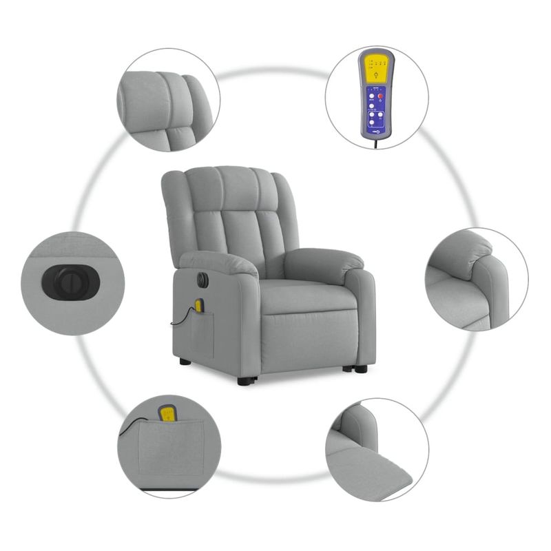 Ingrijire personala si Cosmetice - Sanatate si wellness - Articole wellness - Fotolii de masaj - Fotoliu electric masaj rabatabil cu ridicare, gri inchis textil - Infinity.ro