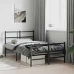 Casa si Gradina - Mobilier - Paturi si accesorii - Paturi - Cadru pat metalic cu tablie de cap/picioare , negru, 120x200 cm - Infinity.ro