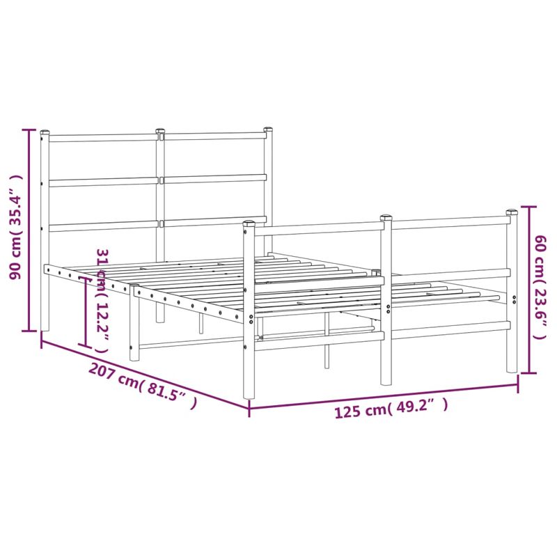 Casa si Gradina - Mobilier - Paturi si accesorii - Paturi - Cadru pat metalic cu tablie de cap/picioare , negru, 120x200 cm - Infinity.ro