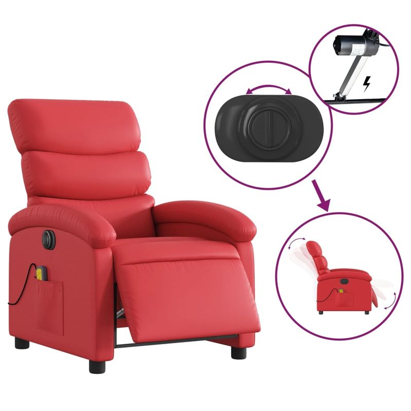 Ingrijire personala si Cosmetice - Sanatate si wellness - Articole wellness - Fotolii de masaj - Fotoliu electric de masaj rabatabil, rosu, piele ecologica - Infinity.ro