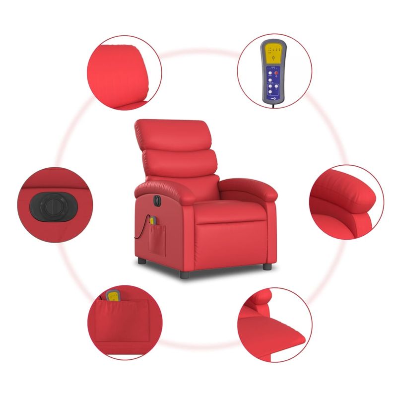 Ingrijire personala si Cosmetice - Sanatate si wellness - Articole wellness - Fotolii de masaj - Fotoliu electric de masaj rabatabil, rosu, piele ecologica - Infinity.ro