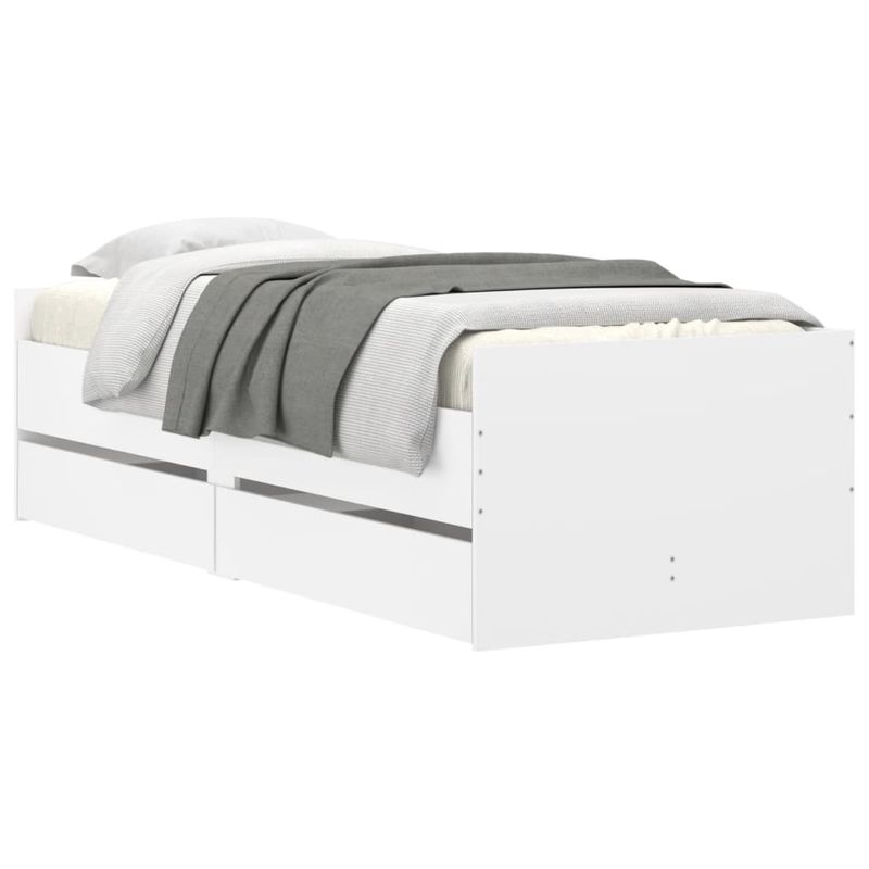 Casa si Gradina - Mobilier - Paturi si accesorii - Paturi - Cadru de pat cu sertare, alb, 100x200 cm - Infinity.ro