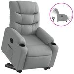 Casa si Gradina - Mobilier - Scaune si fotolii - Fotolii - Fotoliu electric rabatabil cu ridicare, gri deschis, textil - Infinity.ro