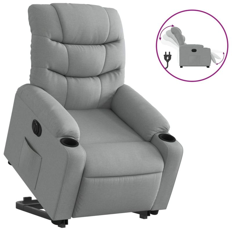Casa si Gradina - Mobilier - Scaune si fotolii - Fotolii - Fotoliu electric rabatabil cu ridicare, gri deschis, textil - Infinity.ro