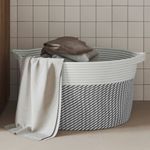 Casa si Gradina - Mobilier - Organizare si depozitare - Cutii depozitare - Cos de depozitare, gri și alb, diametru 40x25 cm, bumbac - Infinity.ro