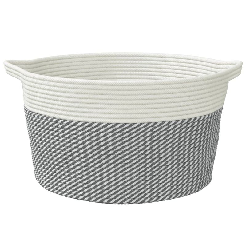 Casa si Gradina - Mobilier - Organizare si depozitare - Cutii depozitare - Cos de depozitare, gri și alb, diametru 40x25 cm, bumbac - Infinity.ro