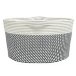 Casa si Gradina - Mobilier - Organizare si depozitare - Cutii depozitare - Cos de depozitare, gri și alb, diametru 40x25 cm, bumbac - Infinity.ro