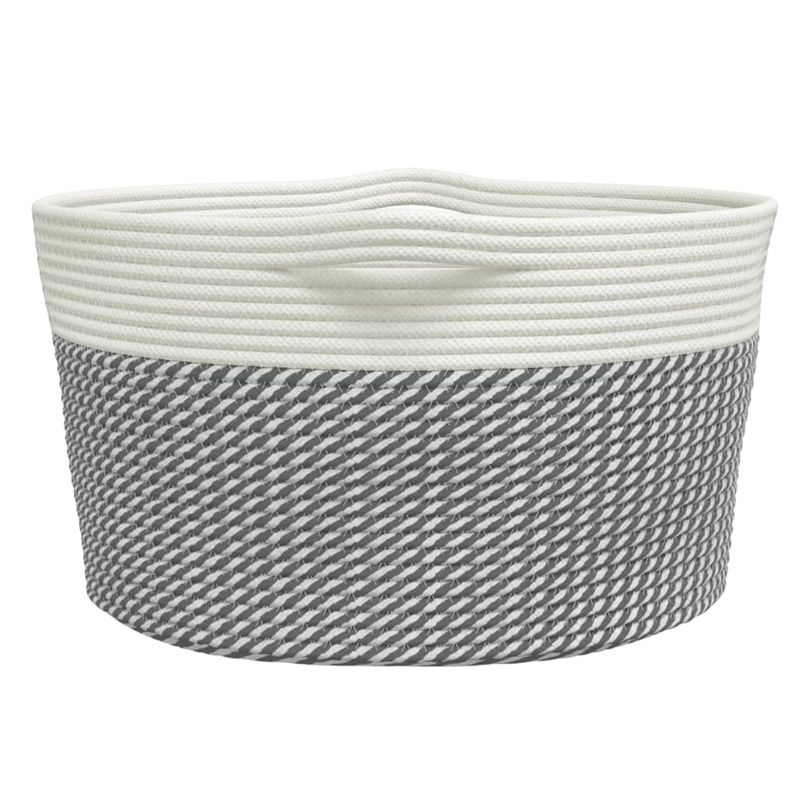 Casa si Gradina - Mobilier - Organizare si depozitare - Cutii depozitare - Cos de depozitare, gri și alb, diametru 40x25 cm, bumbac - Infinity.ro