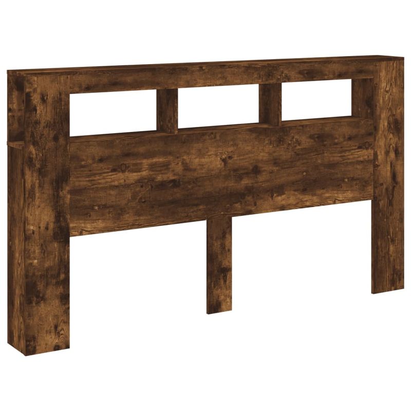 Casa si Gradina - Mobilier - Paturi si accesorii - Accesorii paturi - Tablie de pat cu LED, stejar fumuriu, 180x18,5x103,5 cm, lemn - Infinity.ro