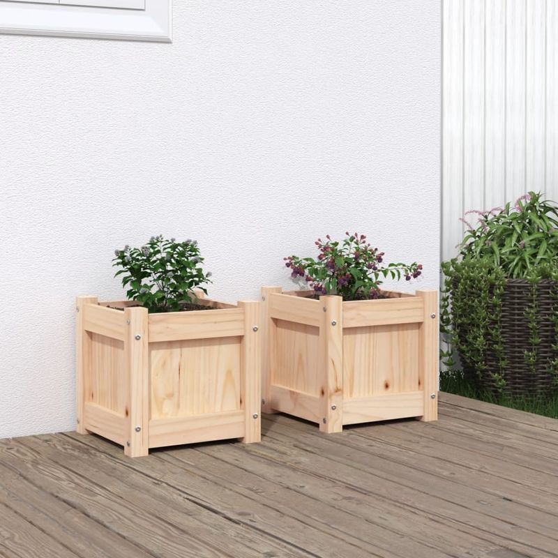 Casa si Gradina - Gradinarit si plante - Plante si ghivece - Ghivece si suporturi - Jardiniere de gradina, 2 buc., lemn masiv de pin - Infinity.ro