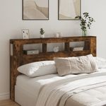 Casa si Gradina - Mobilier - Paturi si accesorii - Accesorii paturi - Tablie de pat cu LED, stejar fumuriu, 180x18,5x103,5 cm, lemn - Infinity.ro