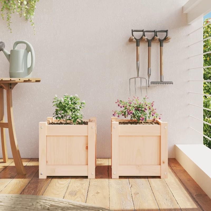 Casa si Gradina - Gradinarit si plante - Plante si ghivece - Ghivece si suporturi - Jardiniere de gradina, 2 buc., lemn masiv de pin - Infinity.ro