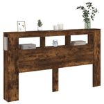 Casa si Gradina - Mobilier - Paturi si accesorii - Accesorii paturi - Tablie de pat cu LED, stejar fumuriu, 180x18,5x103,5 cm, lemn - Infinity.ro