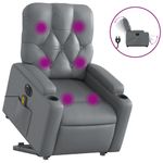 Ingrijire personala si Cosmetice - Sanatate si wellness - Articole wellness - Fotolii de masaj - Fotoliu masaj rabatabil electric cu ridicare, gri, piele eco - Infinity.ro