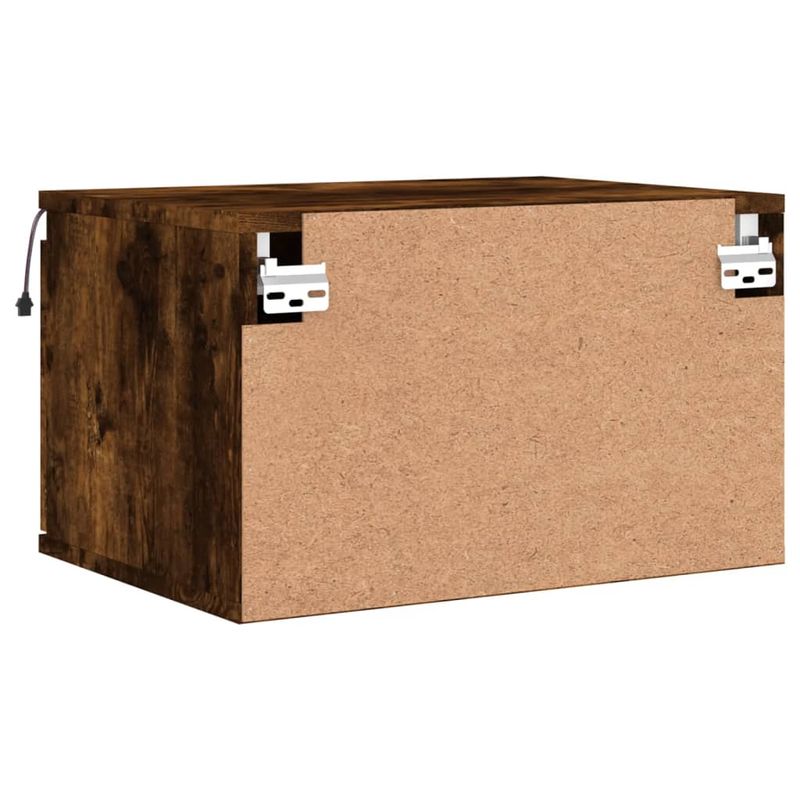 Casa si Gradina - Mobilier - Comode si corpuri - Noptiere - Noptiera montata pe perete cu lumini LED, stejar fumuriu - Infinity.ro