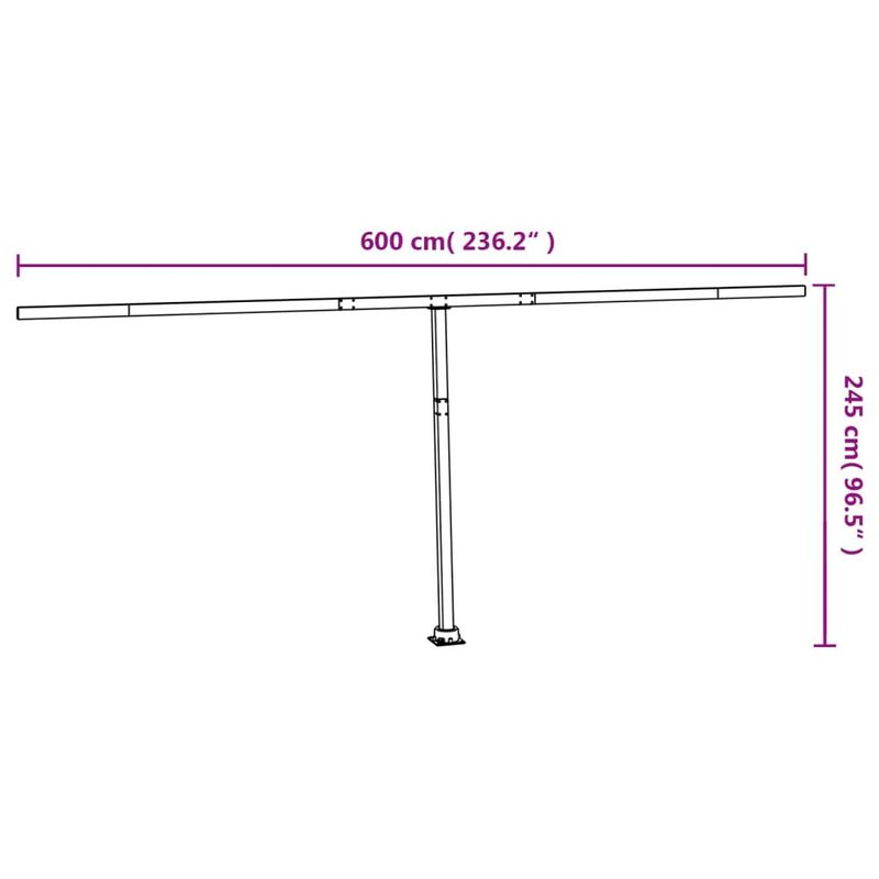 Casa si Gradina - Gradina si terasa - Umbrele si pavilioane - Umbrele - Set stalp pentru copertina, antracit, 600x245 cm, fier - Infinity.ro