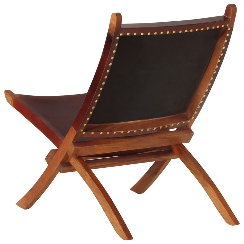 Casa si Gradina - Mobilier - Scaune si fotolii - Scaune - Scaun relaxant pliant, maro inchis, piele naturala - Infinity.ro