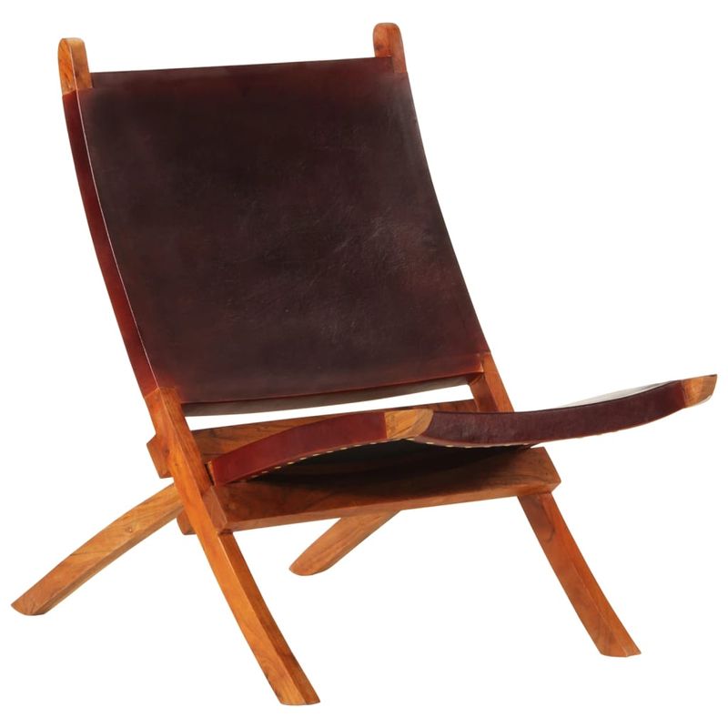 Casa si Gradina - Mobilier - Scaune si fotolii - Scaune - Scaun relaxant pliant, maro inchis, piele naturala - Infinity.ro