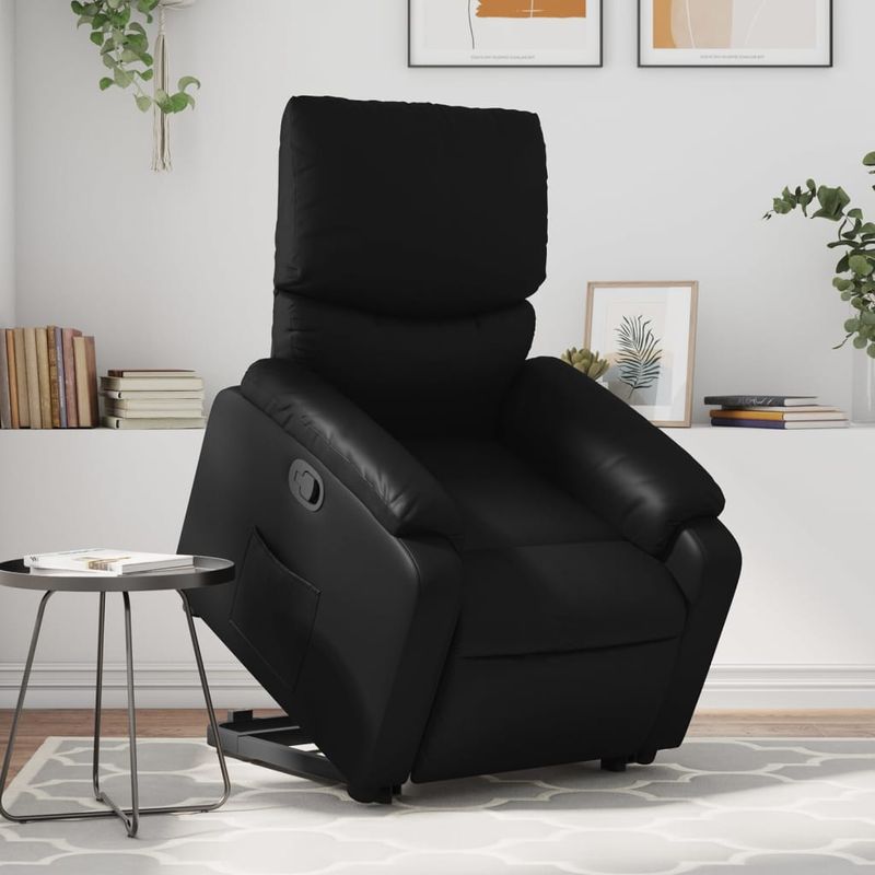 Casa si Gradina - Mobilier - Scaune si fotolii - Fotolii - Fotoliu rabatabil cu ridicare, negru, piele ecologica - Infinity.ro