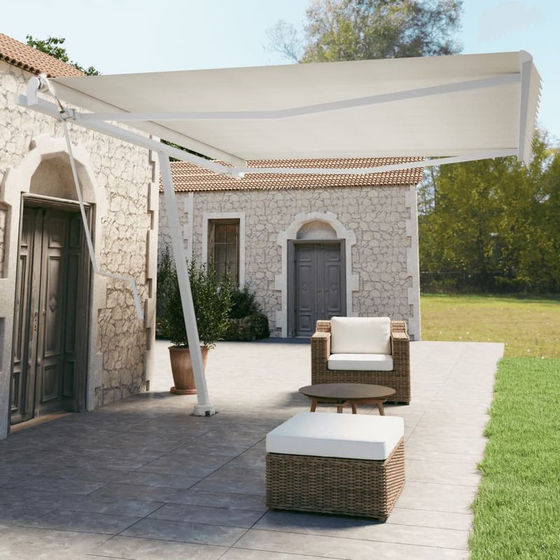 Casa si Gradina - Gradina si terasa - Umbrele si pavilioane - Umbrele - Set stalp pentru copertina, alb, 450x245 cm, fier - Infinity.ro