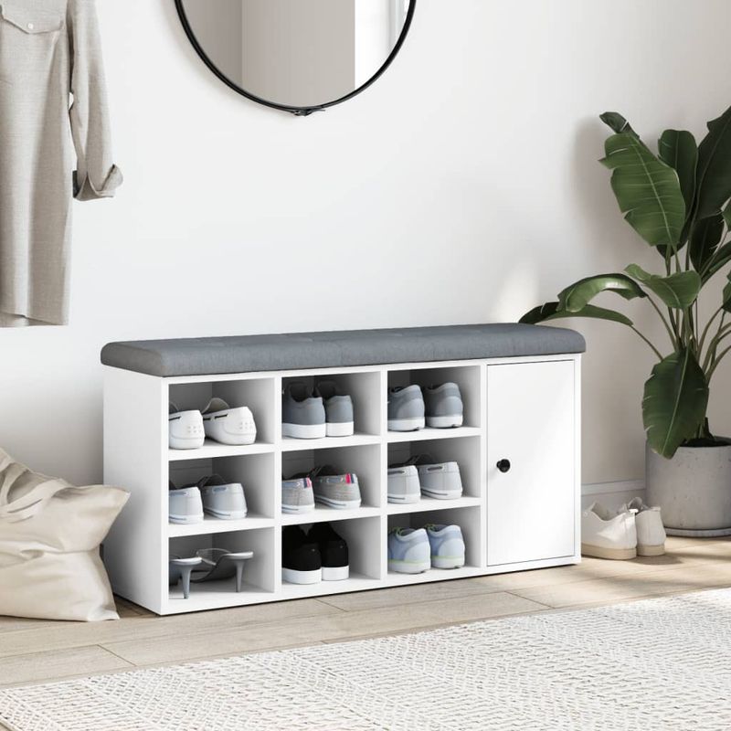 Casa si Gradina - Mobilier - Organizare si depozitare - Bancute - Banca de pantofi, alb, 102x32x50 cm, lemn prelucrat - Infinity.ro
