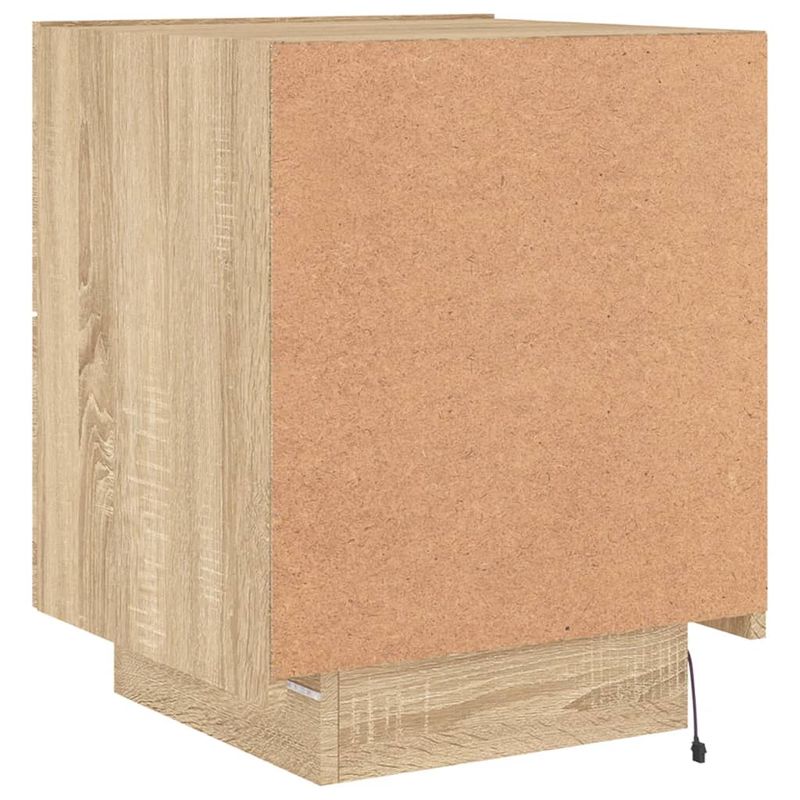 Casa si Gradina - Mobilier - Comode si corpuri - Noptiere - Noptiera cu lumini LED, stejar sonoma, lemn prelucrat - Infinity.ro