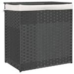 Market - Spalare si intretinere rufe - Uscatoare de rufe si accesorii - Cos de rufe cu 2 sectiuni, gri, 53x35x57 cm, poliratan - Infinity.ro