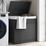 Market - Spalare si intretinere rufe - Uscatoare de rufe si accesorii - Cos de rufe cu 2 sectiuni, gri, 53x35x57 cm, poliratan - Infinity.ro