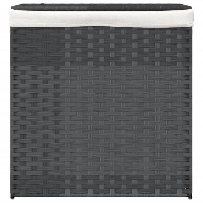 Market - Spalare si intretinere rufe - Uscatoare de rufe si accesorii - Cos de rufe cu 2 sectiuni, gri, 53x35x57 cm, poliratan - Infinity.ro