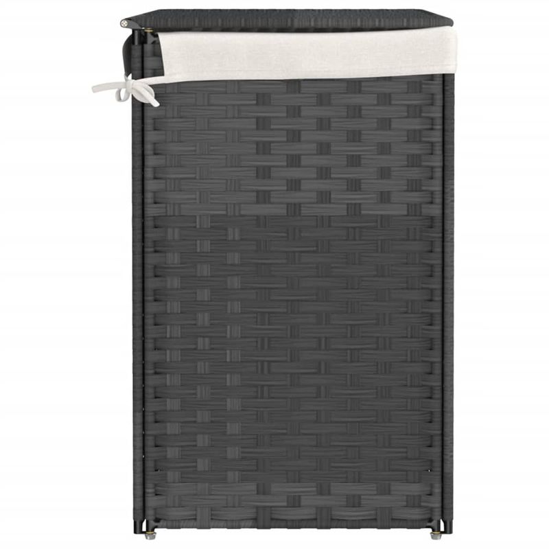 Market - Spalare si intretinere rufe - Uscatoare de rufe si accesorii - Cos de rufe cu 2 sectiuni, gri, 53x35x57 cm, poliratan - Infinity.ro
