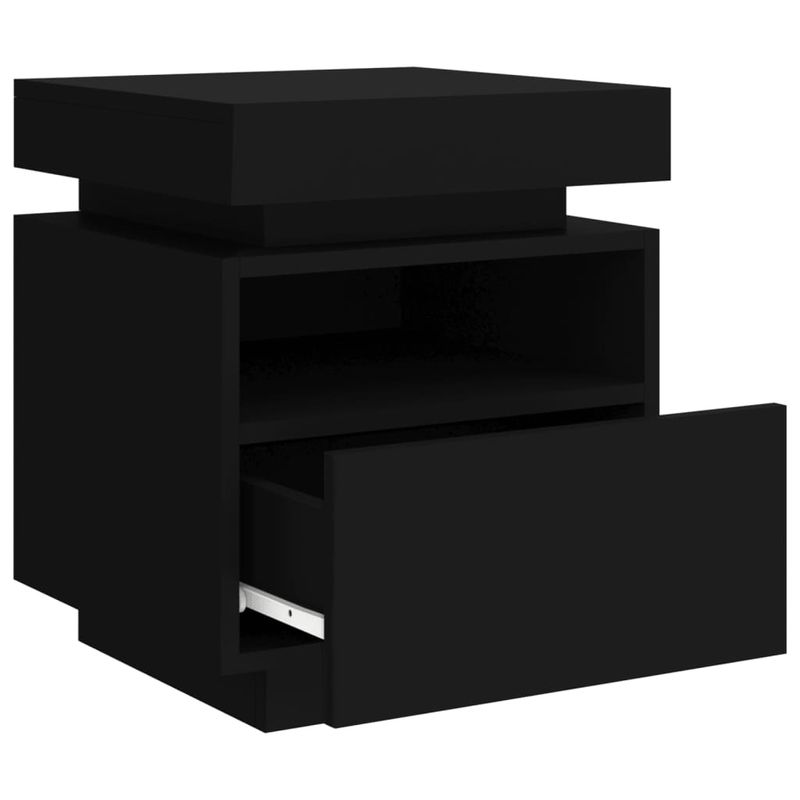 Casa si Gradina - Mobilier - Comode si corpuri - Noptiere - Noptiere cu lumini LED, 2 buc., negru, 40x39x48,5 cm - Infinity.ro
