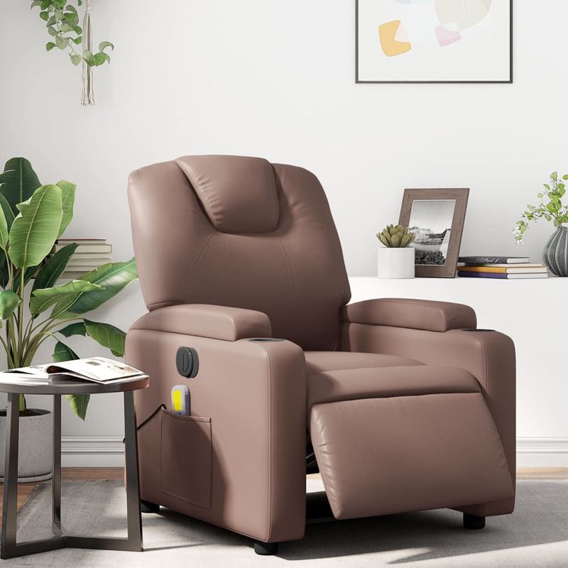 Ingrijire personala si Cosmetice - Sanatate si wellness - Articole wellness - Fotolii de masaj - Fotoliu electric de masaj rabatabil, maro, piele ecologica - Infinity.ro