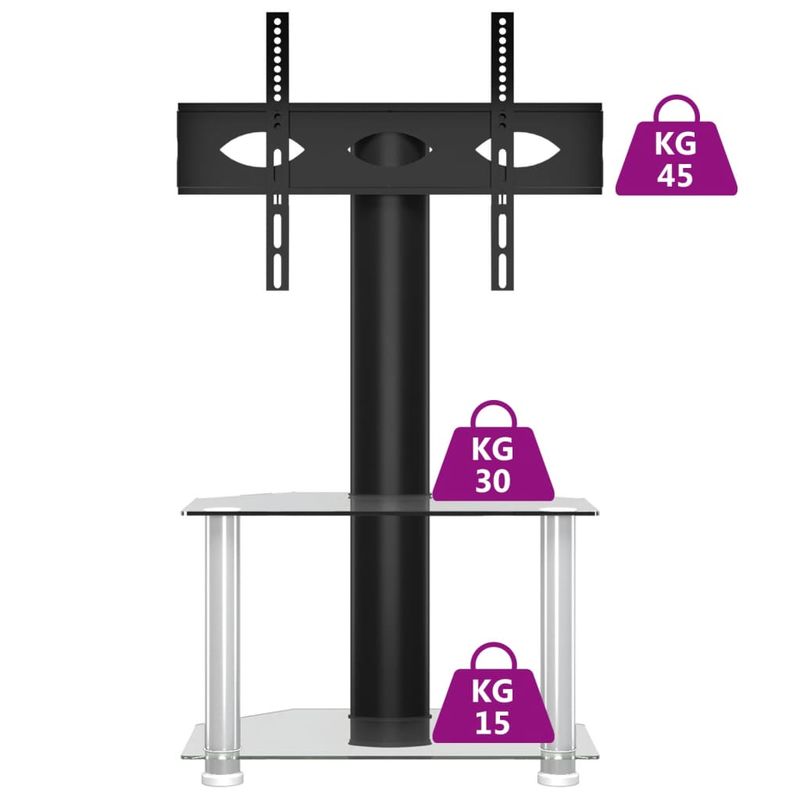 Casa si Gradina - Mobilier - Comode si corpuri - Comode - Suport TV de colt 2 niveluri pentru 32-70 inchi, negru/argintiu - Infinity.ro
