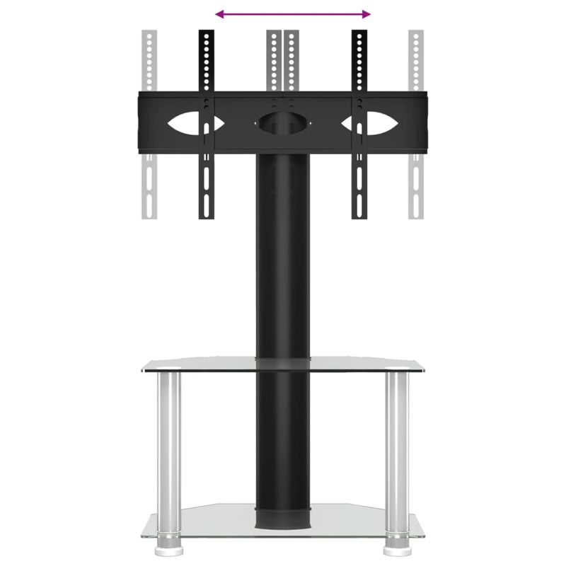 Casa si Gradina - Mobilier - Comode si corpuri - Comode - Suport TV de colt 2 niveluri pentru 32-70 inchi, negru/argintiu - Infinity.ro
