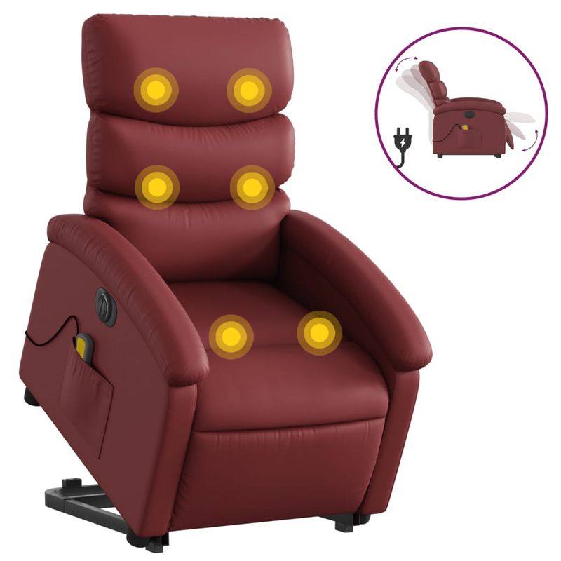 Ingrijire personala si Cosmetice - Sanatate si wellness - Articole wellness - Fotolii de masaj - Fotoliu electric masaj rabatabil cu ridicare, rosu vin - Infinity.ro
