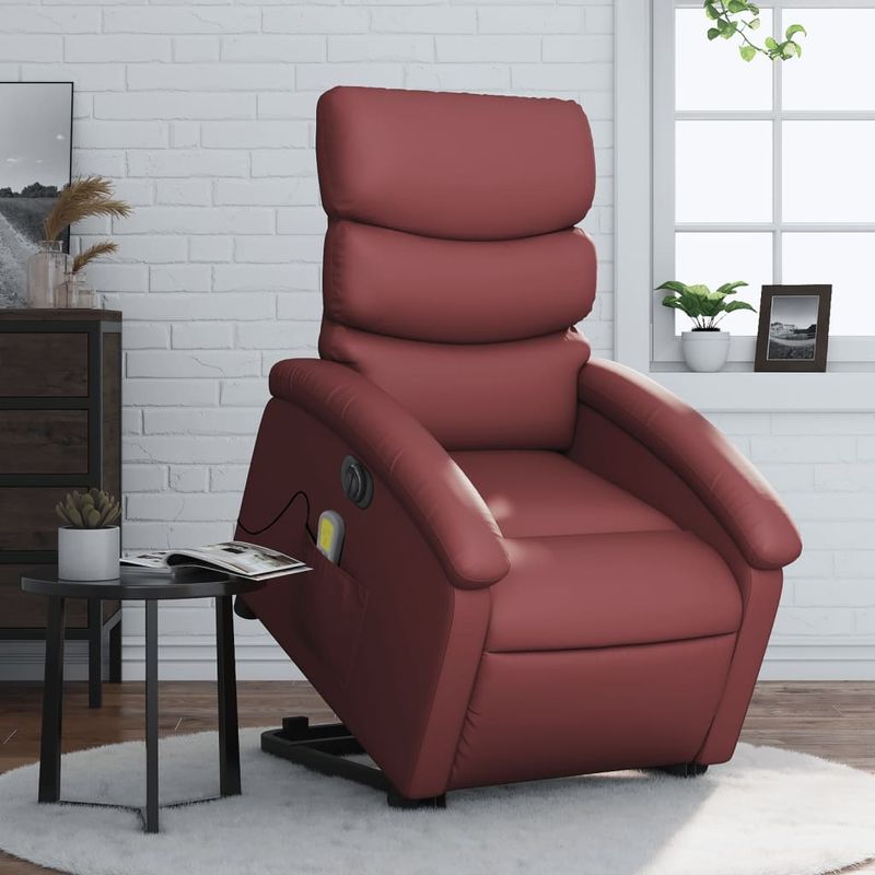 Ingrijire personala si Cosmetice - Sanatate si wellness - Articole wellness - Fotolii de masaj - Fotoliu electric masaj rabatabil cu ridicare, rosu vin - Infinity.ro