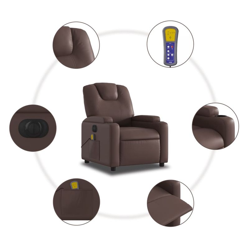 Ingrijire personala si Cosmetice - Sanatate si wellness - Articole wellness - Fotolii de masaj - Fotoliu electric de masaj rabatabil, maro, piele ecologica - Infinity.ro