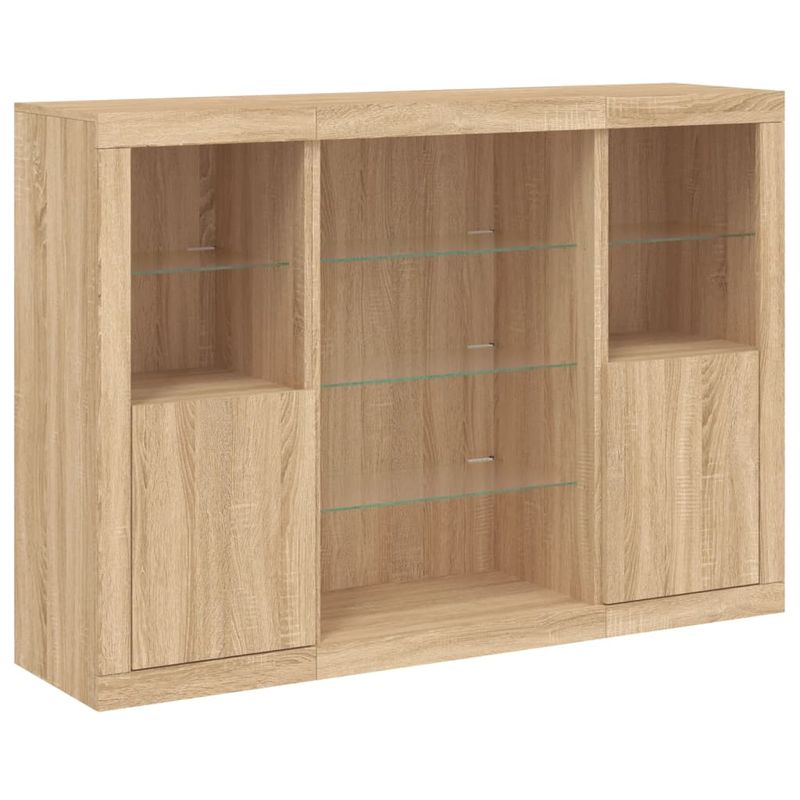 Casa si Gradina - Mobilier - Comode si corpuri - Comode - Servanta cu lumini LED, 3 buc., stejar sonoma, lemn prelucrat - Infinity.ro