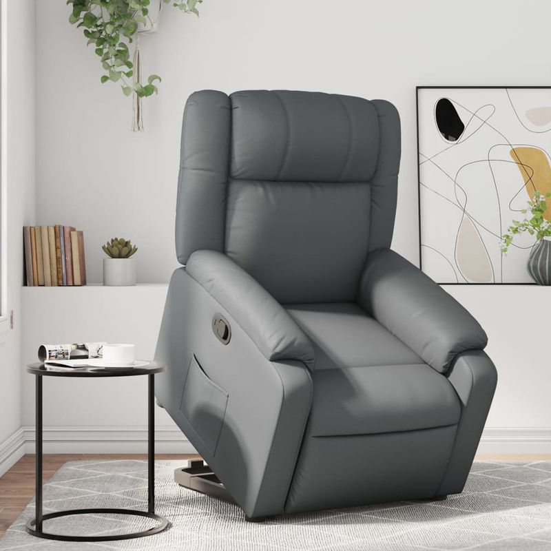 Casa si Gradina - Mobilier - Scaune si fotolii - Fotolii - Fotoliu rabatabil cu ridicare, gri, piele ecologica - Infinity.ro