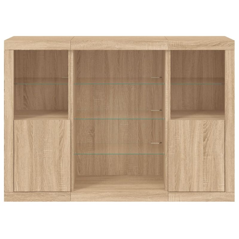Casa si Gradina - Mobilier - Comode si corpuri - Comode - Servanta cu lumini LED, 3 buc., stejar sonoma, lemn prelucrat - Infinity.ro