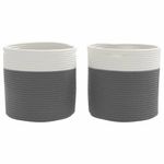 Casa si Gradina - Mobilier - Organizare si depozitare - Cutii depozitare - Cosuri de depozitare 2 buc. gri și alb diametru 28x28 cm bumbac - Infinity.ro