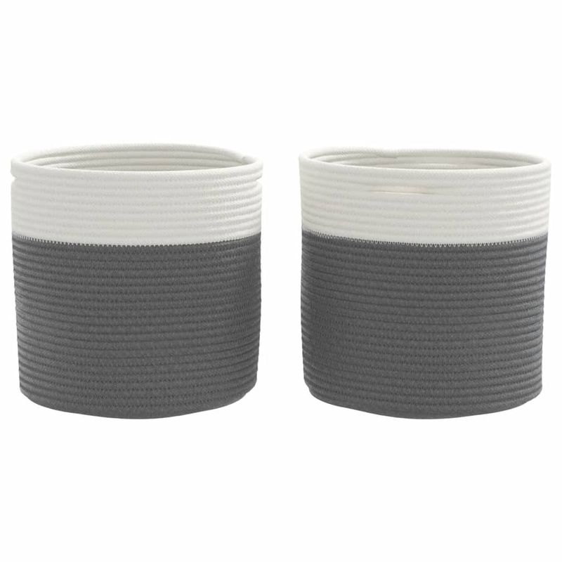 Casa si Gradina - Mobilier - Organizare si depozitare - Cutii depozitare - Cosuri de depozitare 2 buc. gri și alb diametru 28x28 cm bumbac - Infinity.ro