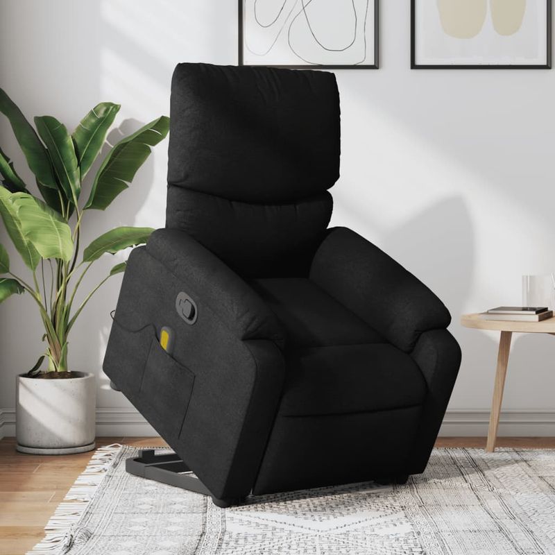 Ingrijire personala si Cosmetice - Sanatate si wellness - Articole wellness - Fotolii de masaj - Fotoliu rabatabil de masaj, cu ridicare, negru, material textil - Infinity.ro