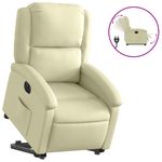 Casa si Gradina - Mobilier - Scaune si fotolii - Fotolii - Fotoliu rabatabil electric cu ridicare, crem, piele naturala - Infinity.ro