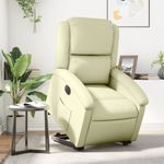 Casa si Gradina - Mobilier - Scaune si fotolii - Fotolii - Fotoliu rabatabil electric cu ridicare, crem, piele naturala - Infinity.ro