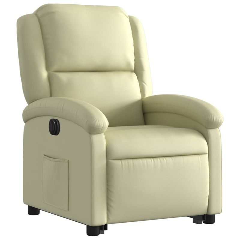 Casa si Gradina - Mobilier - Scaune si fotolii - Fotolii - Fotoliu rabatabil electric cu ridicare, crem, piele naturala - Infinity.ro